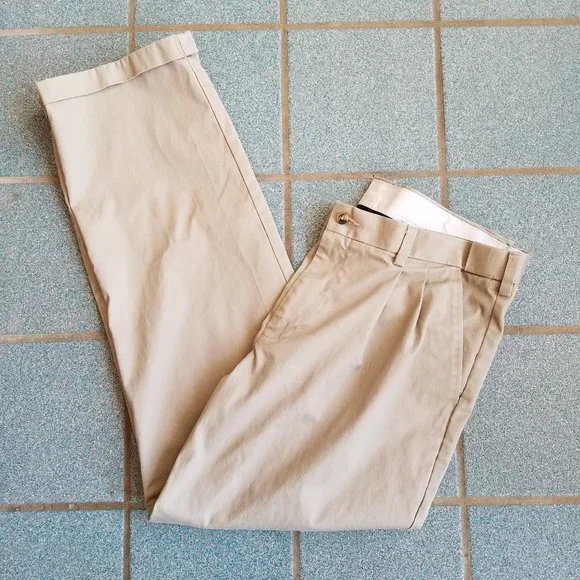 George Men's Pleated Tan Pants Khakis 36 x 32 - Picture 2 of 6